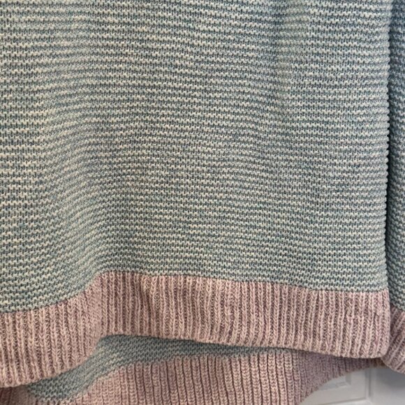 Talbots 2xl Blue & White with Pink Trim Midweight Sweater EUC Spring Casual Work - Picture 3 of 6